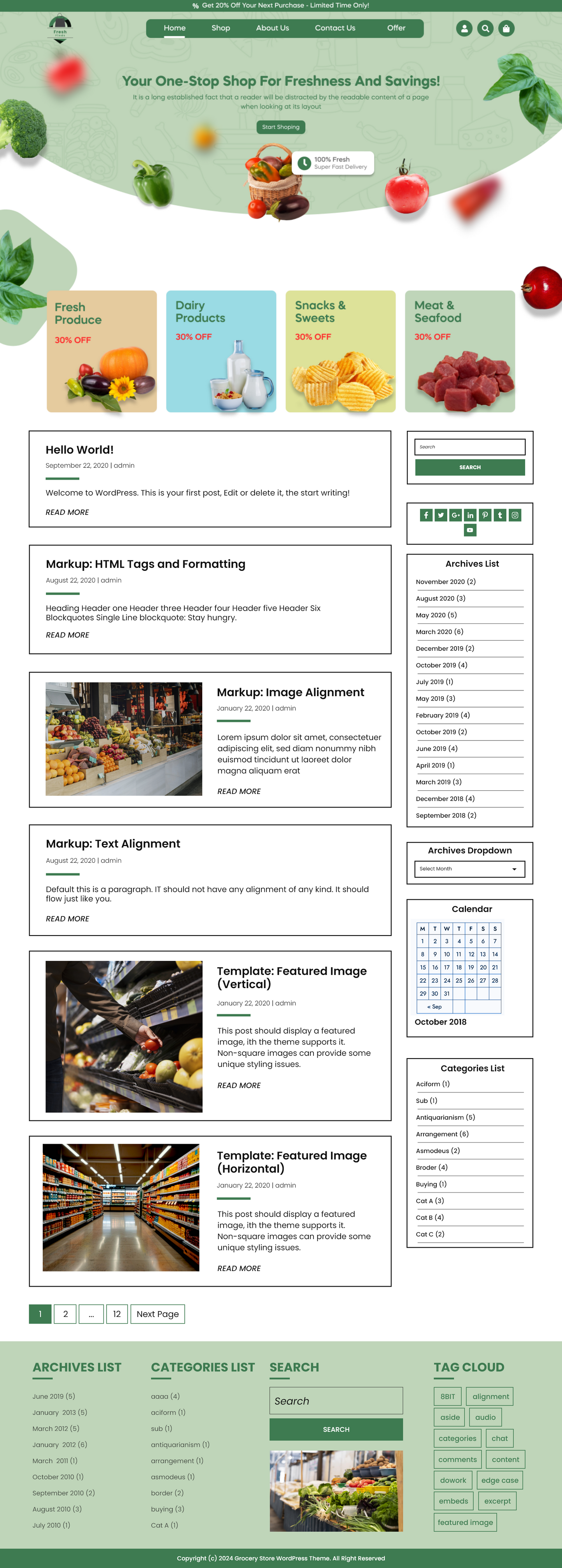 Free Grocery Store WordPress Theme